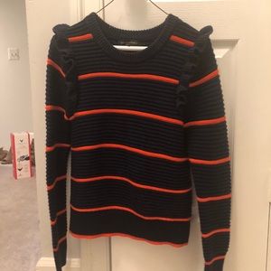 Navy/orange striped sweater